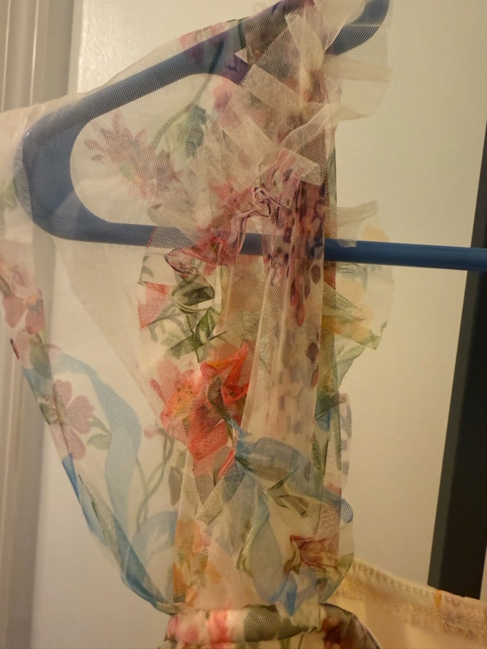 SHEIN Apricot Midi Dress with Pink & Blue Floral Print - Picture 5 of 8